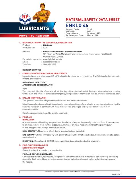 16 nov 2021. . Material safety data sheet for hydraulic oil 46